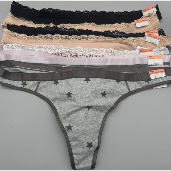 Jenni Intimates Thong Underwear Panties Size 3XL XXXL 7 Pairs Multicolor - Picture 1 of 4